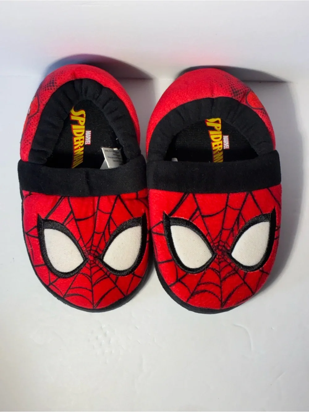 Marvel Spider-Man Plush Slippers Toddler Kids Size 9/10 Red Black Soft House Sho